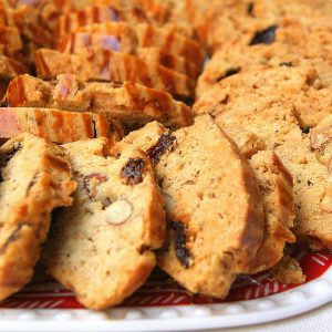 Moroccan fekkas with almonds and raisins. on a plate