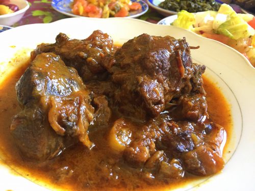 A version of Moroccan meat with a generous marqa