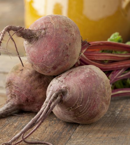 three uncooked beets