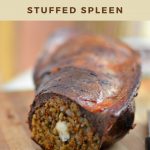 stuffed spleen with ground beef and rice filling