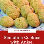 Pinterest image of Moroccan semolina cookies on a plate.